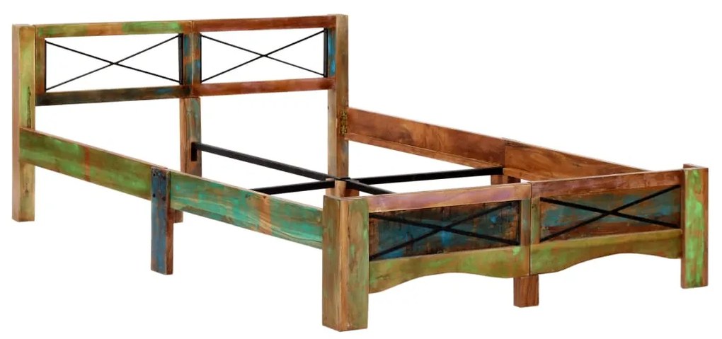 Estrutura de cama madeira recuperada maciça 140x200 cm