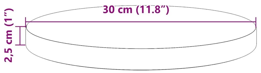 Tampo de mesa redondo Ø30x2,5 cm pinho maciço castanho-mel