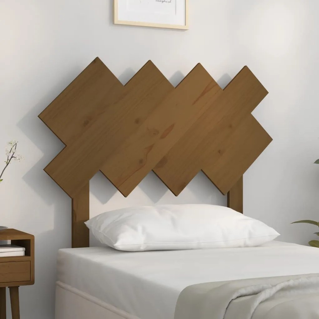 vidaXL Cabeceira de cama 92x3x81 cm pinho maciço castanho mel