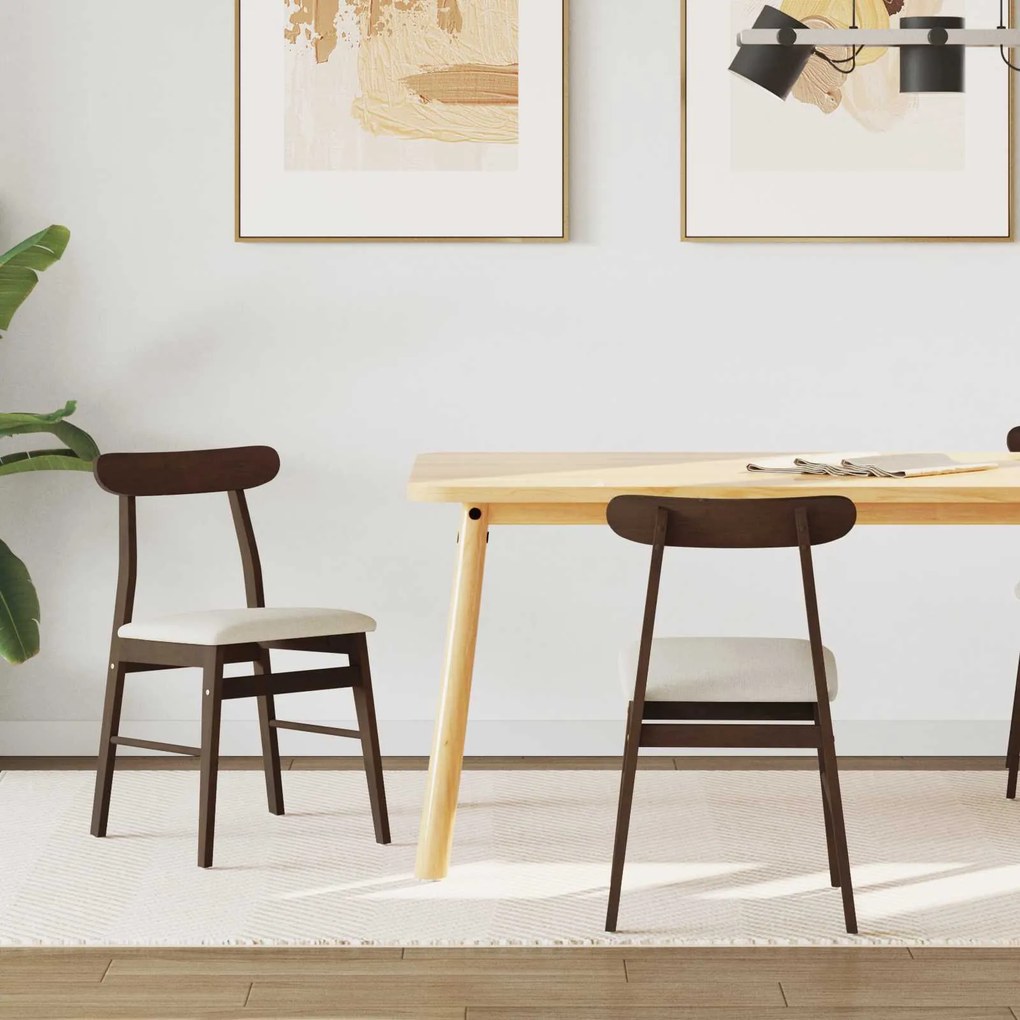 vidaXL Cadeira de jantar 2 pcs Marrom claro e claro