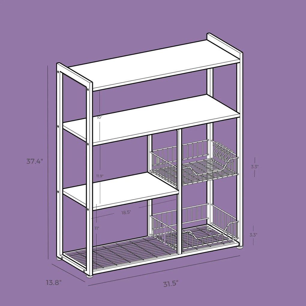 Estante de cozinha de 35 x 80 x 93,5 cm preta