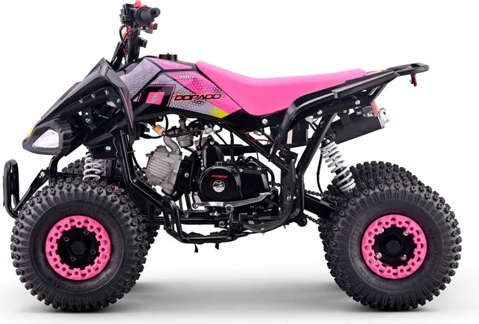Mini moto 4 gasolina para crianças de 110 cc, automática, 4 tempos, com marcha-atrás e limitador de velocidade Dorado A110 R7 Rosa