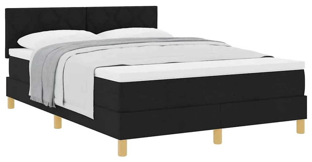 Cama Box Spring com Colchão Preta 160x200 cm Tecido