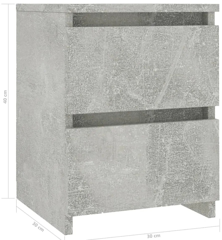 Mesa de cabeceira 30x30x40 cm contraplacado cinzento cimento