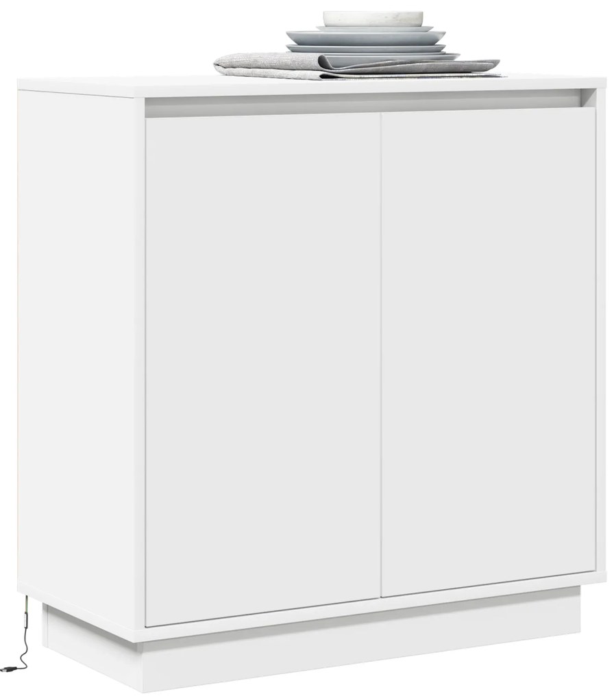 Aparador LED em Branco - 71x34,5x75 cm, Feito de Madeira Engenheirada