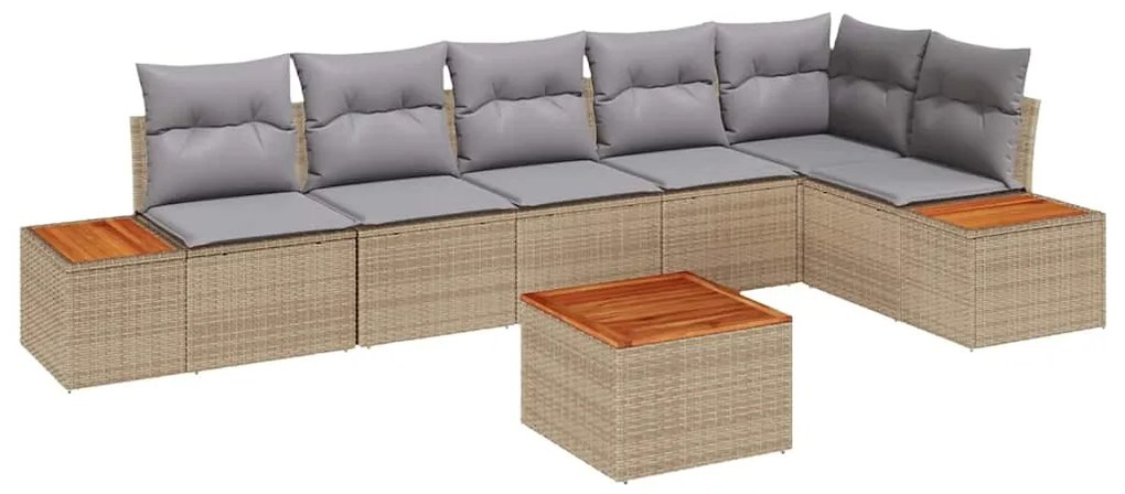 Conjunto de Sofá de Jardim de 7 Peças da com Almofadas Beijinhas em Ra