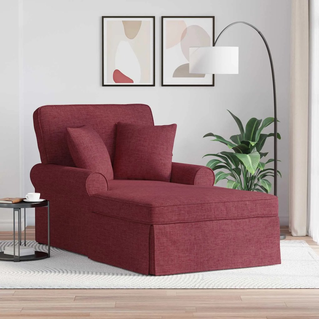 vidaXL Chaise Lounge com Saia Vinho Vermelho 91 x 157 x 91 cm tecido