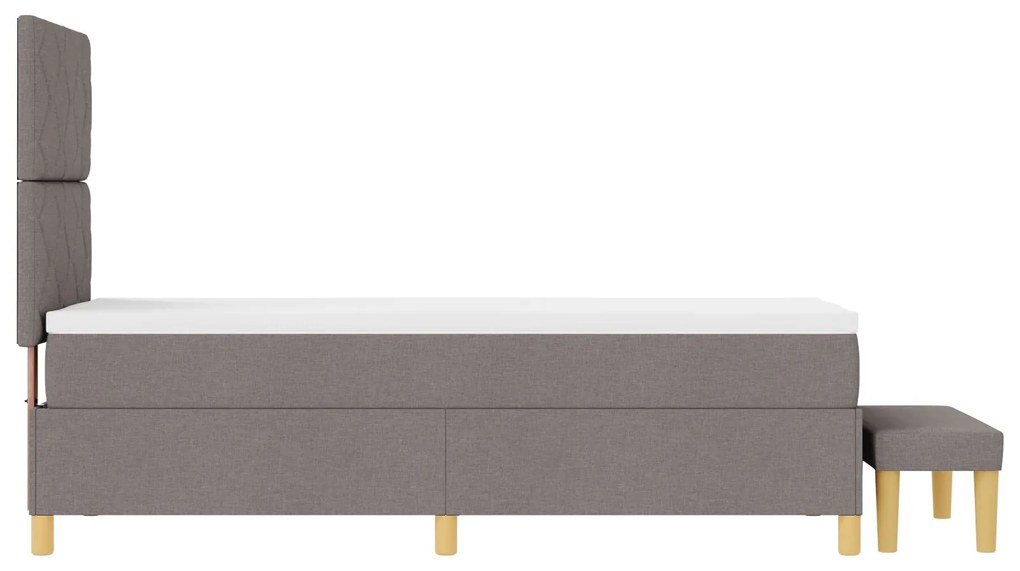Cama Box Spring com Colchão & Banco Taupe 80x200 cm Tecido