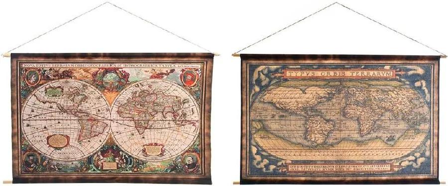 Pintura DKD Home Decor Colonial Mapa do Mundo 97 x 75 cm (2 pcs)