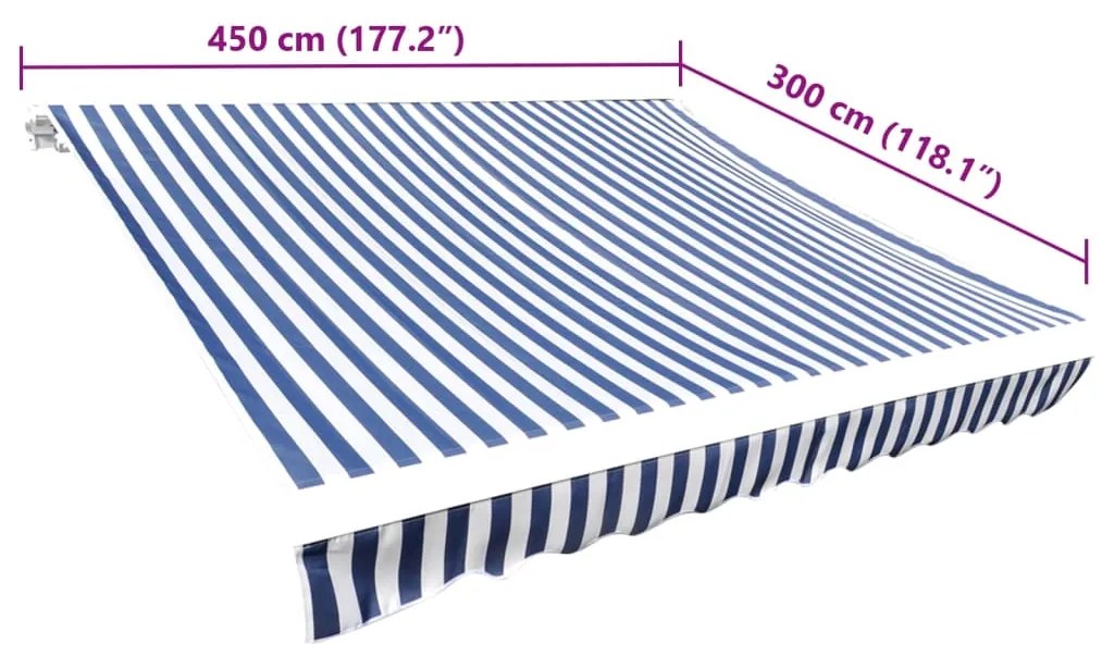Lona para toldo azul e branco 450x300 cm