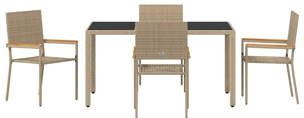 Conjunto de Jantar de Jardim vidaXL 5 Peças Bege em Rattan