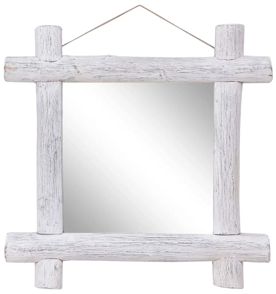 vidaXL Espelho de troncos 70x70 cm madeira recuperada maciça branco