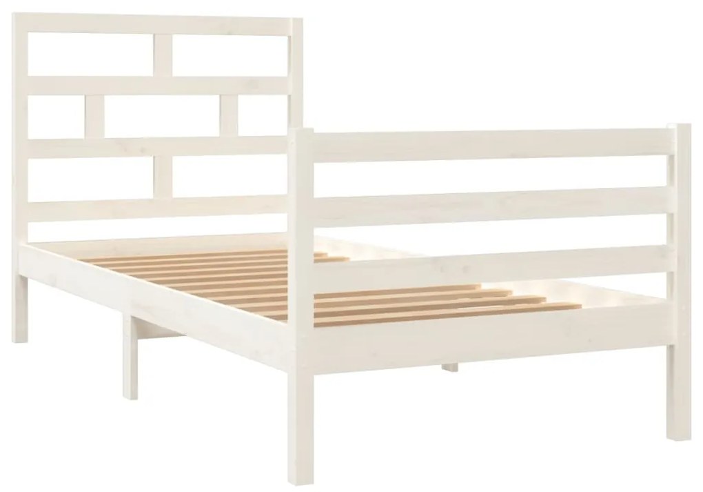 Estrutura de cama 90x200 cm madeira de pinho maciça branco