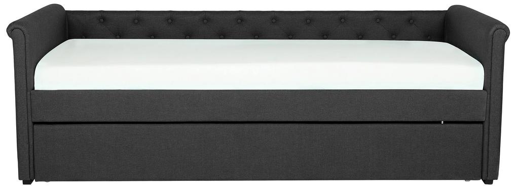 Cama dupla em tecido cinzento escuro 80 x 200 cm LIBOURNE Beliani