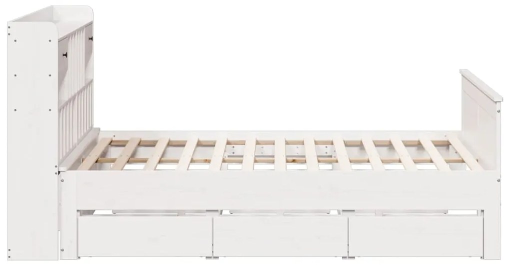 Cama com estante sem colchão 180x200 cm pinho maciço branco
