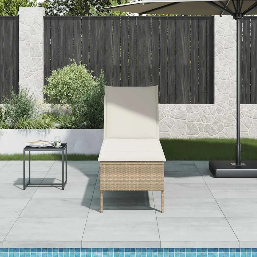 vidaXL Espreguiçadeira com almofadão 55x200x44cm vime PE bege