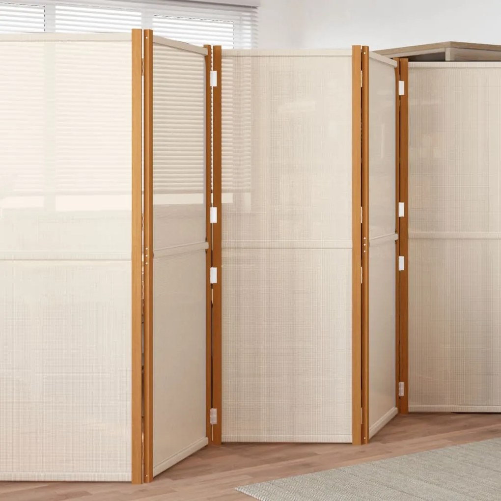 319185 vidaXL Divisória/biombo com 5 painéis 350x180 cm branco nata