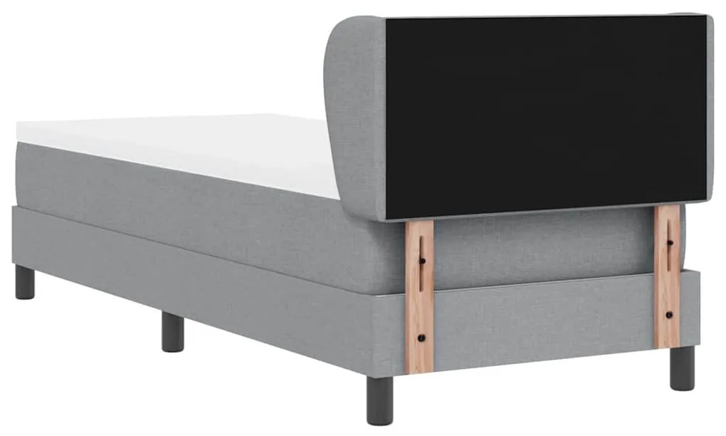 Cama Box Spring com Colchão Cinza Claro 80x200 cm em Tecido