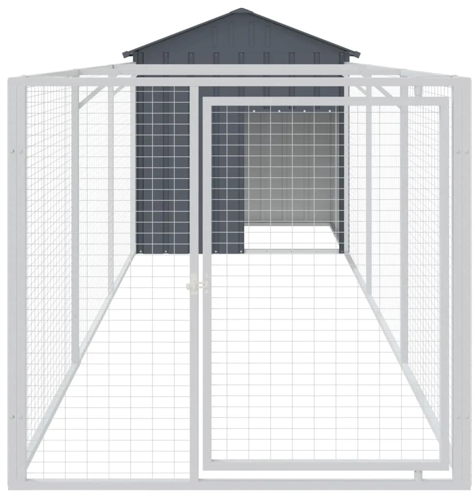 Casota p/ cães c/ telhado 117x405x123cm aço galvaniz. antracite