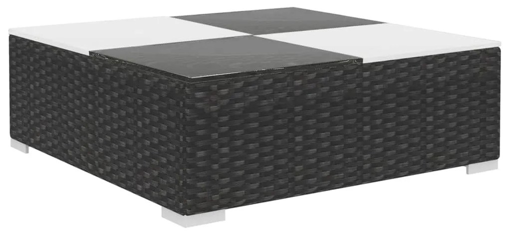 6 pcs conjunto lounge de jardim c/ almofadões vime PE preto