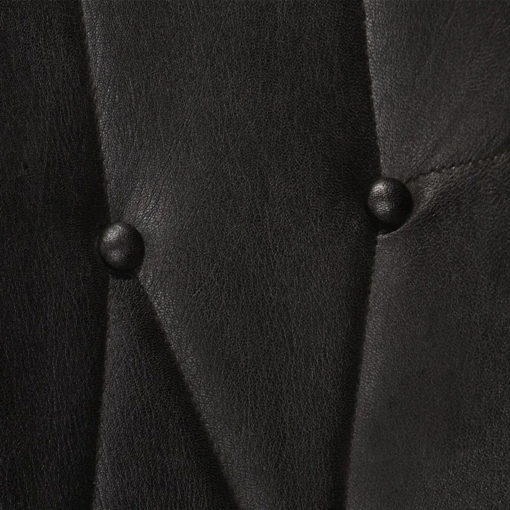 Poltrona com apoio de pés couro genuíno preto