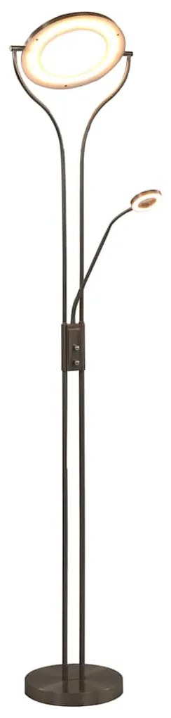 Candeeiro de pé alto regulável 18 W 180 cm prateado
