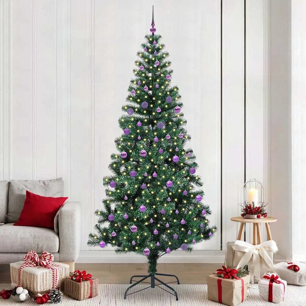 vidaXL Árvore de Natal Artificial Pré-iluminada Verde 240 cm