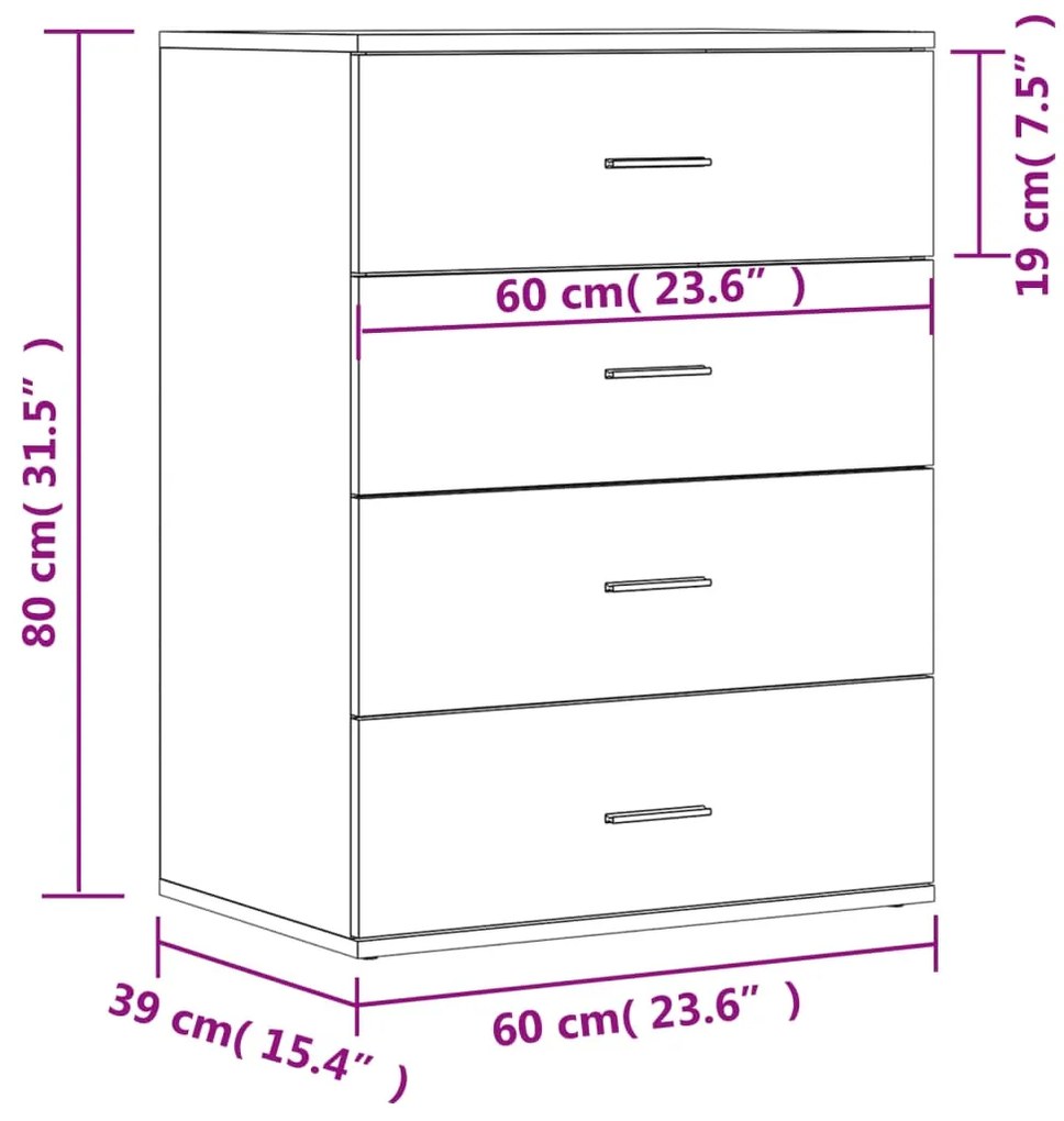 Aparadores 2 pcs 60x39x80 cm derivados de madeira branco
