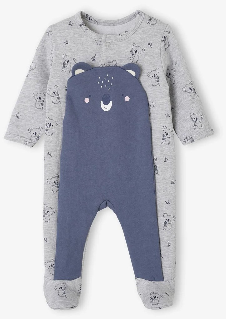 Pijama coala em moletão, para recém-nascido cinza mesclado
