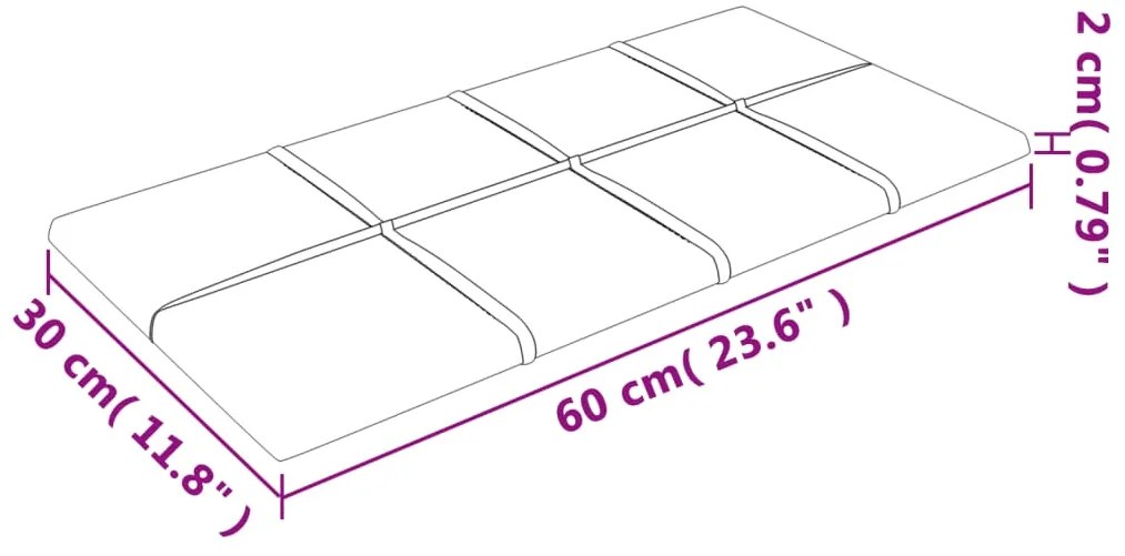 Painel de parede 12 pcs 60x30 cm veludo 2,16 m² castanho