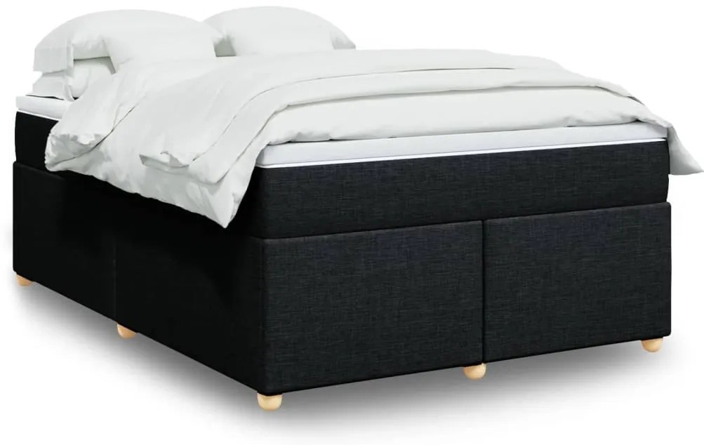 vidaXL Cama com molas/colchão 140x190 cm tecido preto