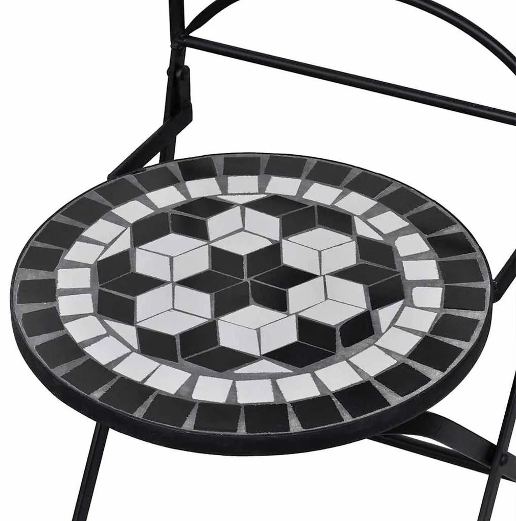 Cadeiras de bistrô dobráveis 2 pcs cerâmica preto e branco