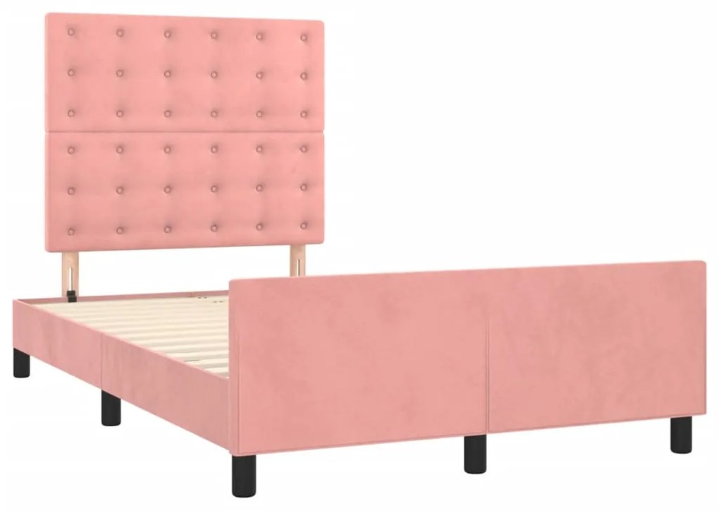 Estrutura de cama c/ cabeceira 120x200 cm veludo rosa