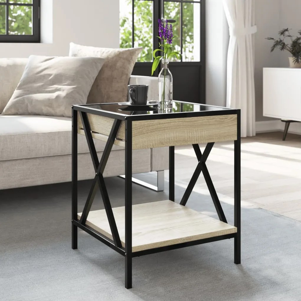 Mesa de centro luzes LED Infinity 40x40x49 cm carvalho sonoma