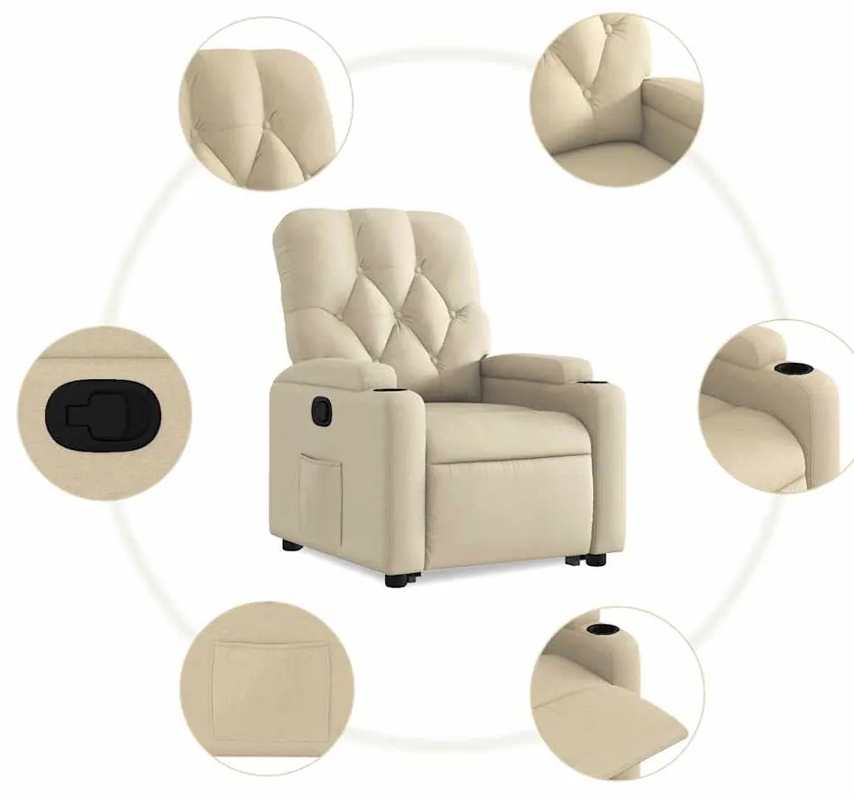 Poltrona reclinável elevatória tecido cor creme