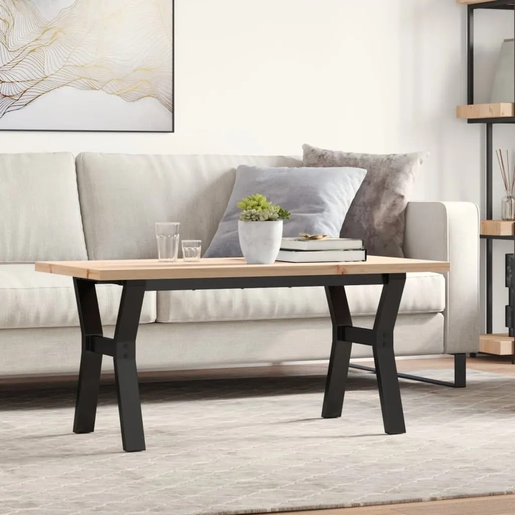 Mesa de centro estrutura em Y 100x50x45,5cm pinho/aço