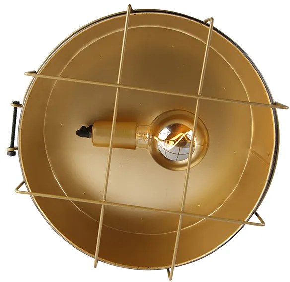 Luminária de teto industrial preto com dourado 35 cm - Barril Industrial
