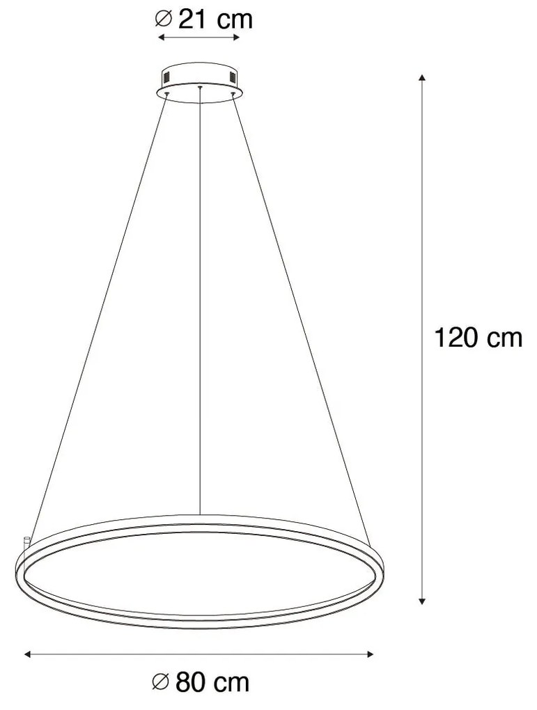 Candeeiro suspenso inteligente preto 80 cm com LED e RGBW - Girello Design