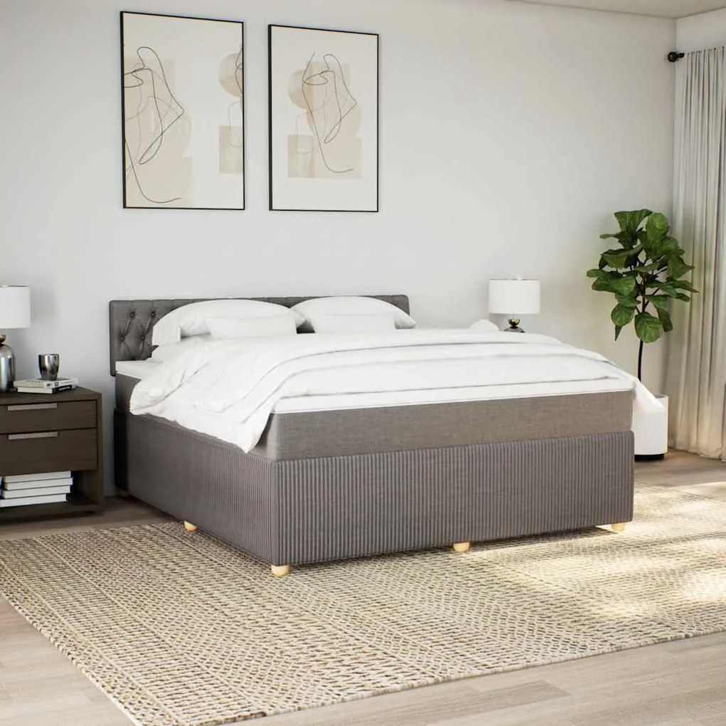 Cama com molas/colchão 180x200 cm tecido castanho-acinzentado