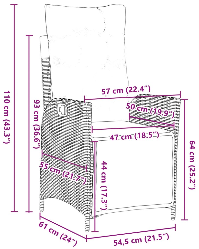 Conjunto de Jantar de Jardim 7 Peças Bege Rattan Poliéster