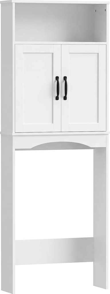 HOMCOM Armário sobre a Sanita, Móvel de Casa de Banho com 2 Portas de Fecho Suave e Prateleira Aberta, 64 x 21 x 173,5 cm, Branco | Aosom Portugal