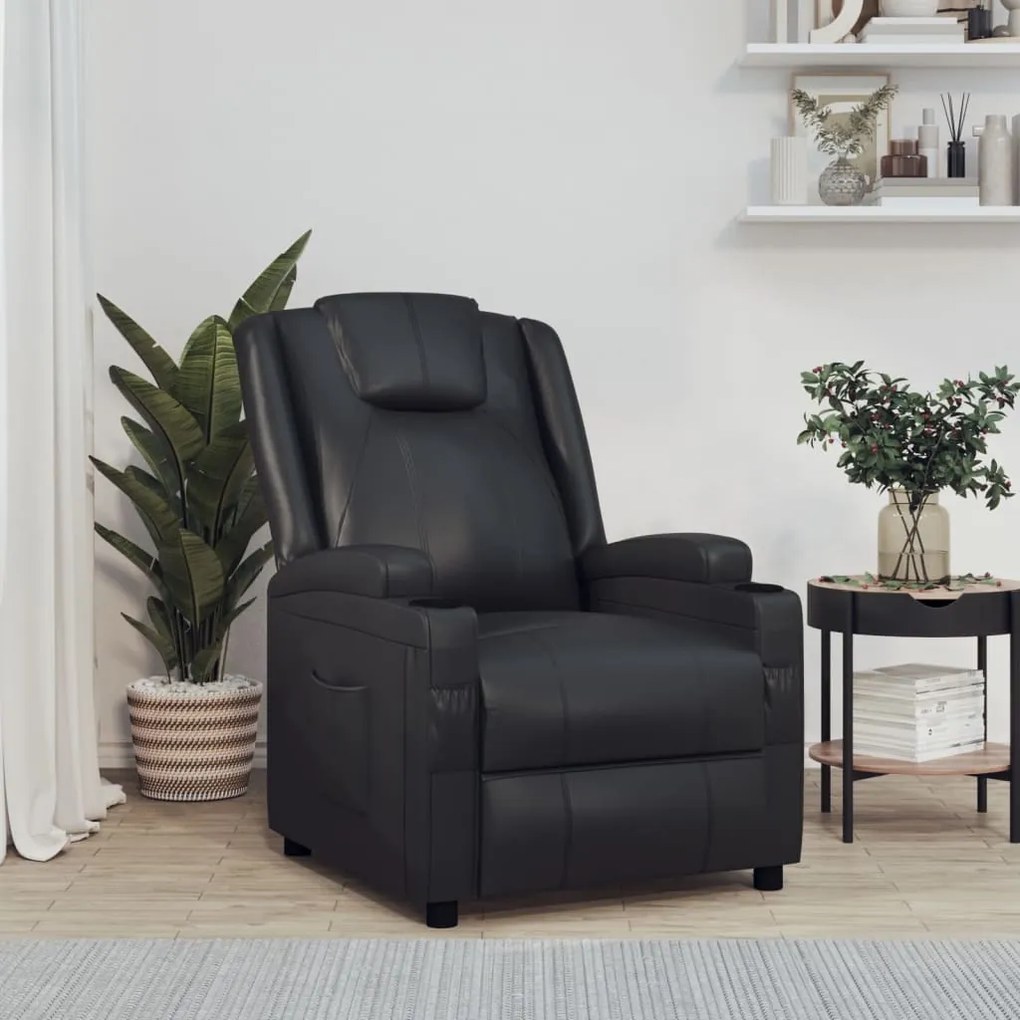 vidaXL Poltrona reclinável couro artificial preto