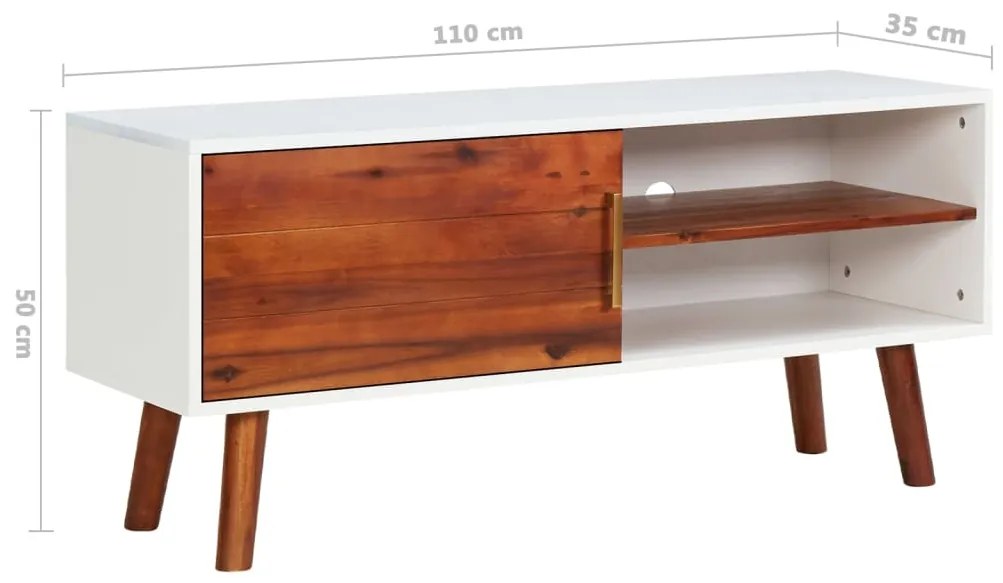Móvel de TV 110x35x50 cm madeira de acácia maciça e MDF