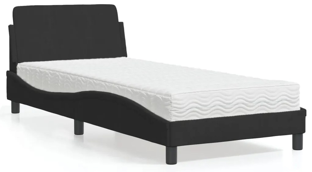 vidaXL Cama com colchão 80x200 cm veludo preto