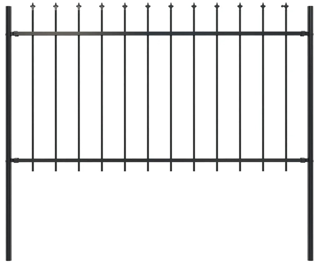 vidaXL Cerca de jardim com topo em forma de lança em aço 181x100 cm, preta