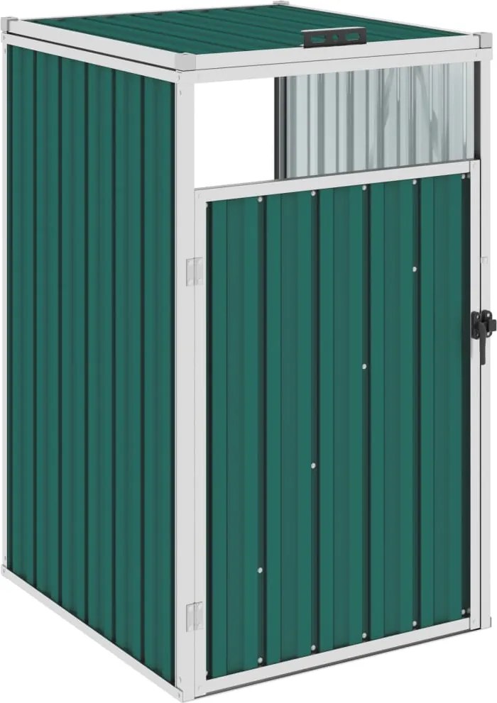 vidaXL Abrigo para caixote do lixo 72x81x121 cm aço verde