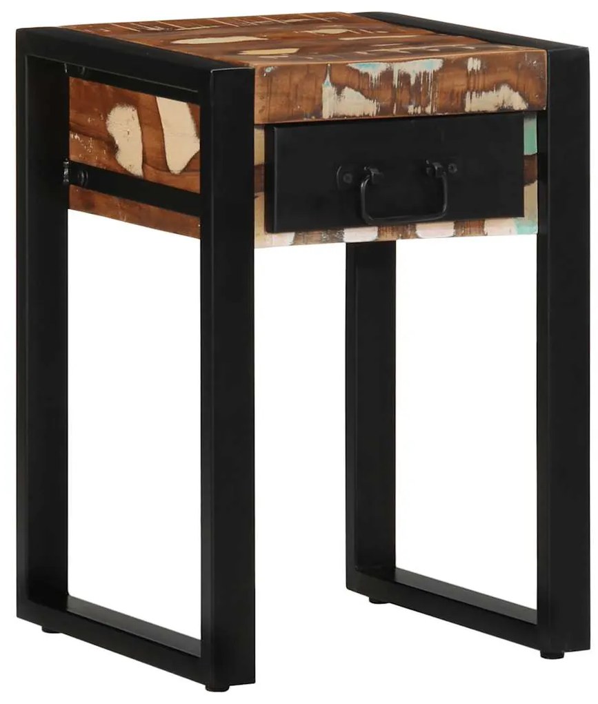 vidaXL Mesa lateral multicor 35x35x50 cm madeira maciça recuperada