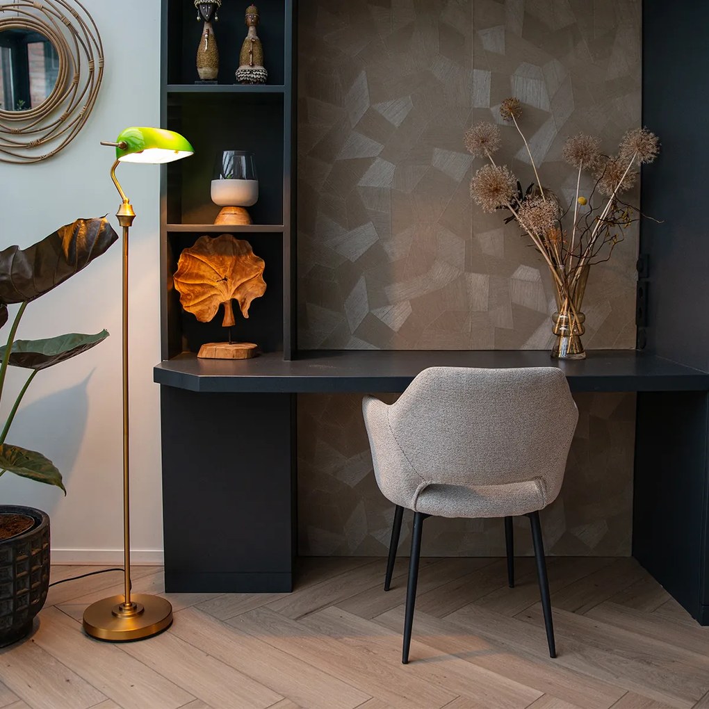 Candeeiro de pé clássico bronze com vidro verde - Banker