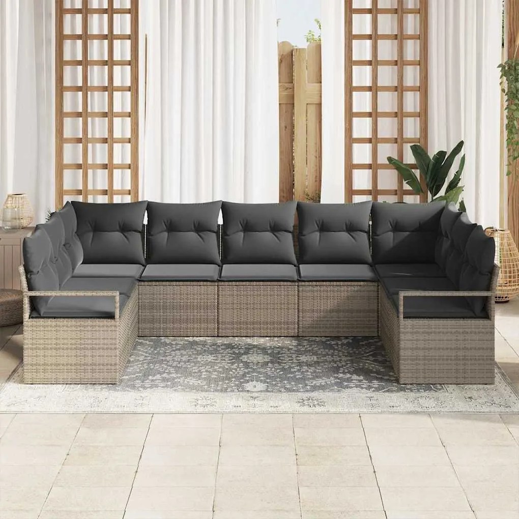 Conjunto de Sofá de 7 Peças com Almofadas vidaXL Cinza Rattan de Polie