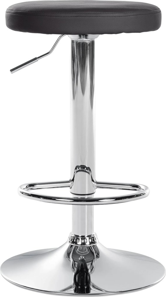 Conjunto de 2 bancos altos em couro sintético de estrutura prateada 60-81 x 38,5 cm preto